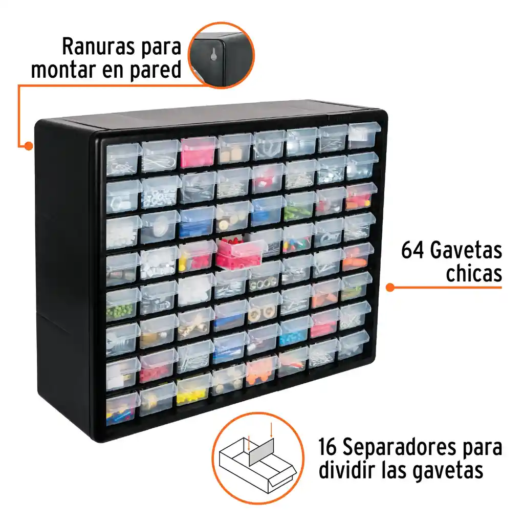 Organizador 20" Con 64 Compartimientos Truper