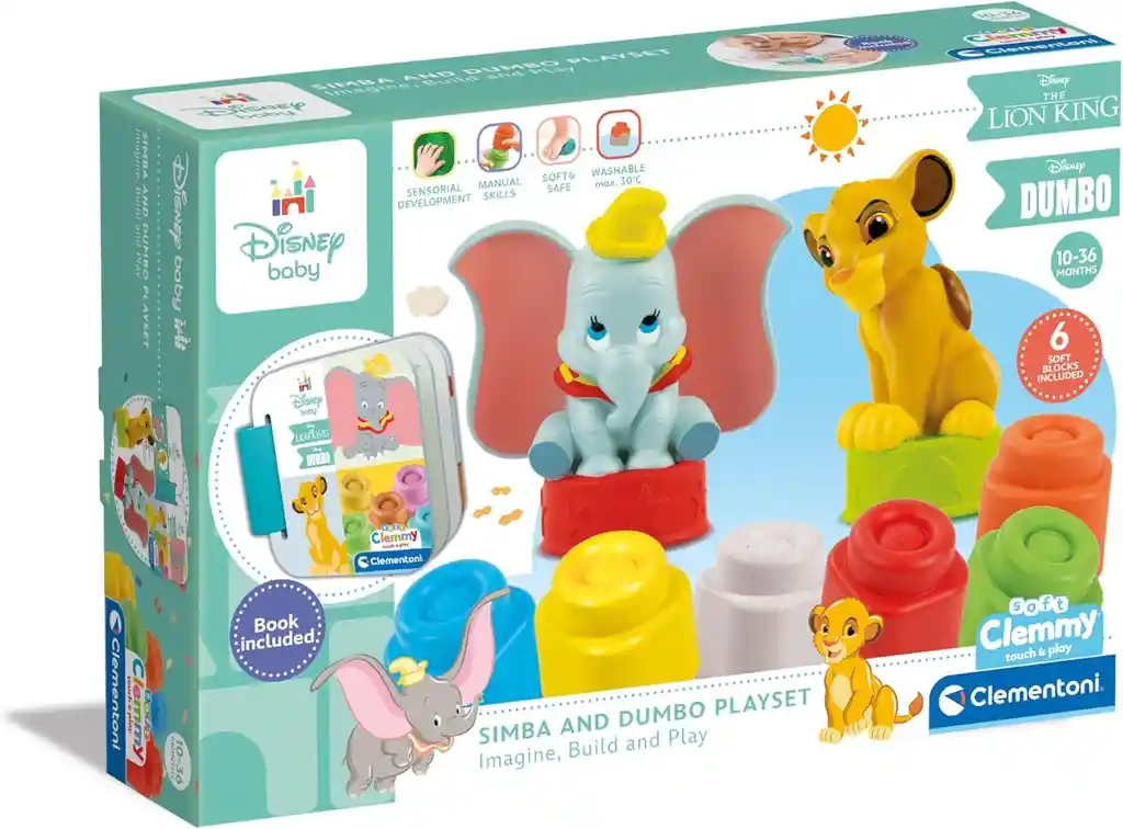 Juego Bloques Sensorial Disney Simba Y Dumbo Para Bebés