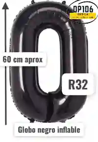 Globo Negro # 0 Tamaño 60 Cm R32 Cumpleaños