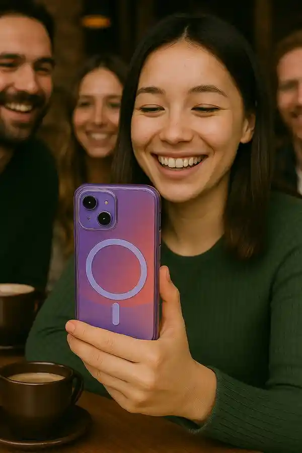 Carcasa Estuche Case Para Iphone 15 Pro Max Tornasol Morado + Manilla Gratis