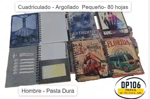 Cuaderno Cuadriculado Pequeño Argollado Hombre Pasta Dura