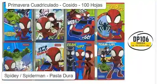Primavera Cuaderno Cuadriculado Cosido 100 Hojas Spidey / Spiderman