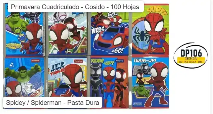 Primavera Cuaderno Cuadriculado Cosido 100 Hojas Spidey / Spiderman