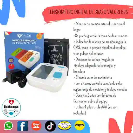 Tensiometro Digital De Brazo Valcri B25