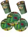 10 Platos Torta10 Vasos Desechables Fiesta Mexicana Cactus