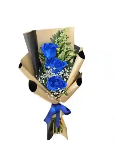 Bouquet De 3 Rosas Azules