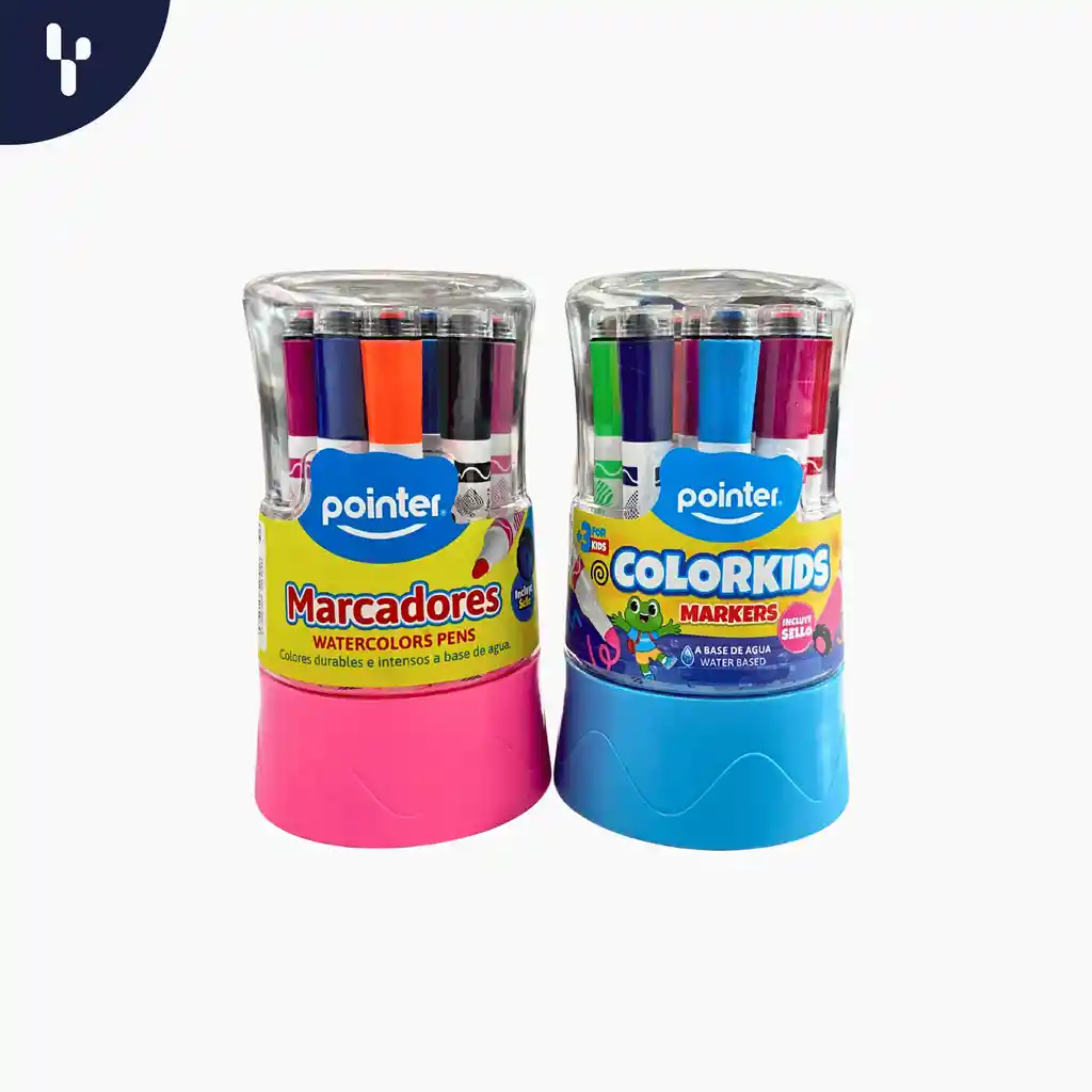 Marcadores Pointer A Base De Agua X12 Colores, Incluye Sello
