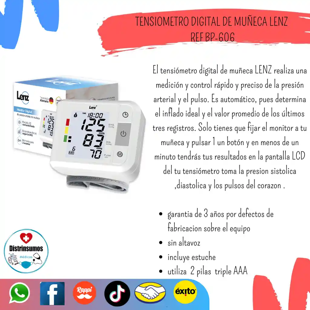 Tensiometro Digital De Muñeca Lenz