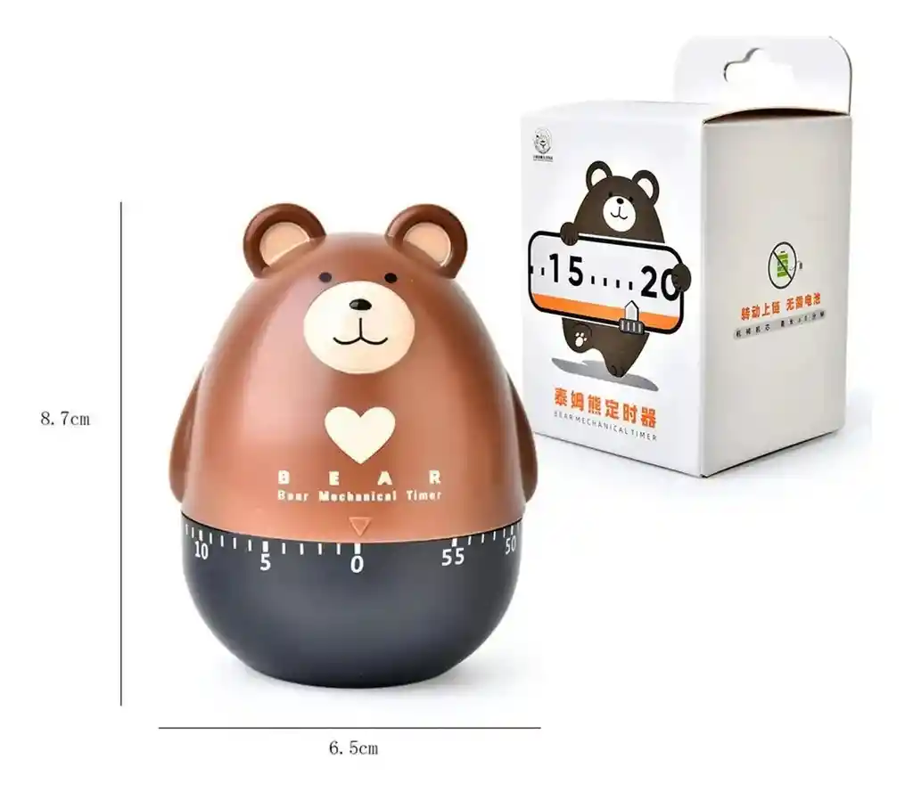 Reloj Temporizador Mecánico Bear Kitchen Timer, Multiusos, Encantador