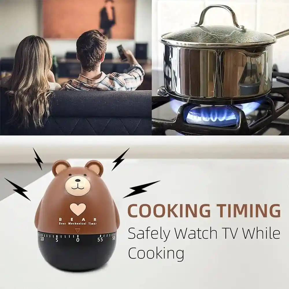 Reloj Temporizador Mecánico Bear Kitchen Timer, Multiusos, Encantador