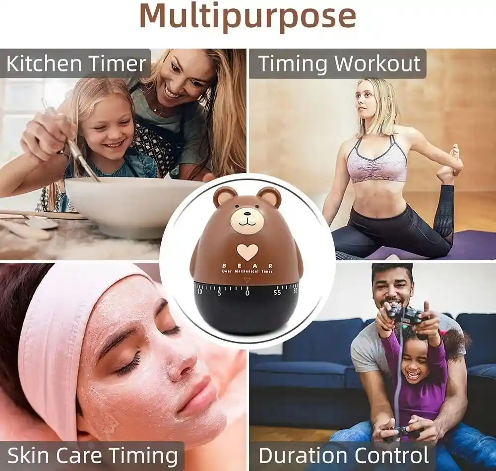 Reloj Temporizador Mecánico Bear Kitchen Timer, Multiusos, Encantador