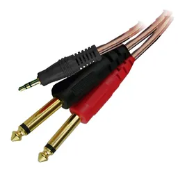Cable Transparente Plug 3.5mm Estereo A 2 Plug 1/4" Mono Celular - Portátil A Mixer 1.8 M