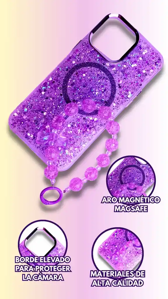 Carcasa Estuche Case Para Iphone 16 Escarcha Rosado + Manilla Gratis