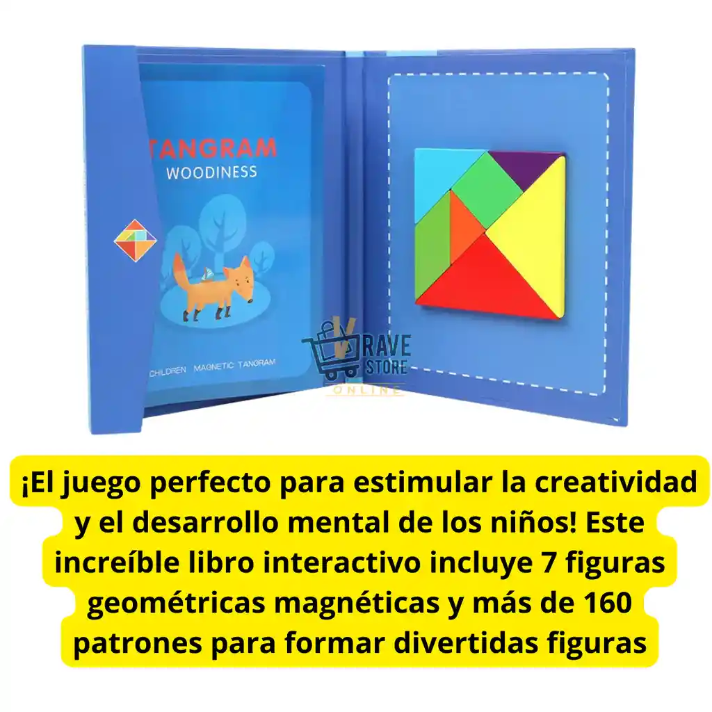 Juego Tangram Magnético De Madera Para Niños Azul