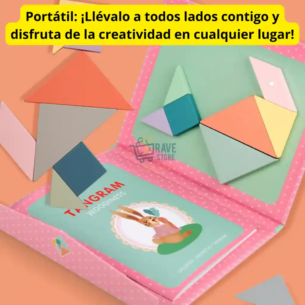 Juego Tangram Magnético De Madera Para Niños Rosa