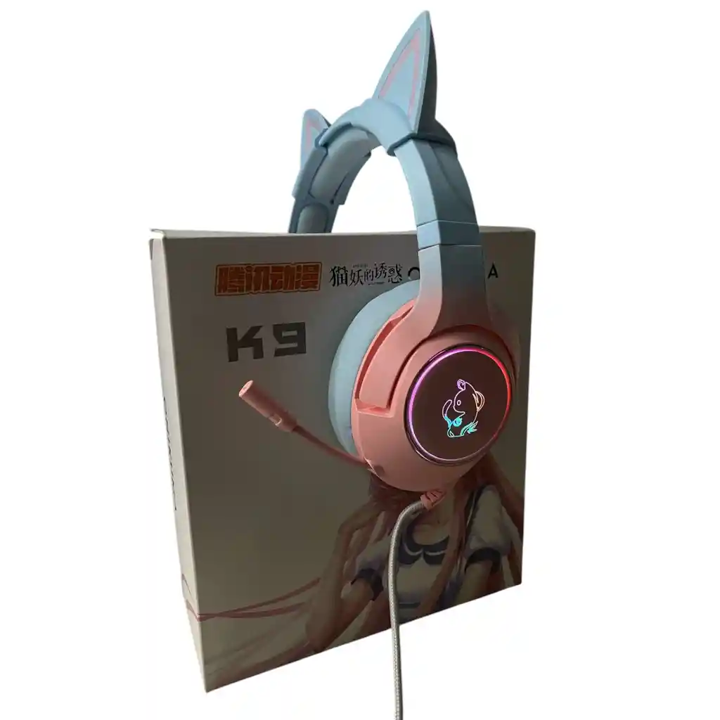 Audifonos Gamer Onikuma K9 Azul Rosa Con Luz Rgb Led