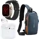 Combo Bolso Antirrobo Mini Azul + Audifono Pro 4 + T800 Ultra