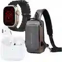 Combo Bolso Antirrobo Mini Gris+ Audifono Pro 4 + T800 Ultra