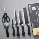 Juego Kit Set Cuchillos Todo En Uno 6 Piezas Profesionales Color Negro