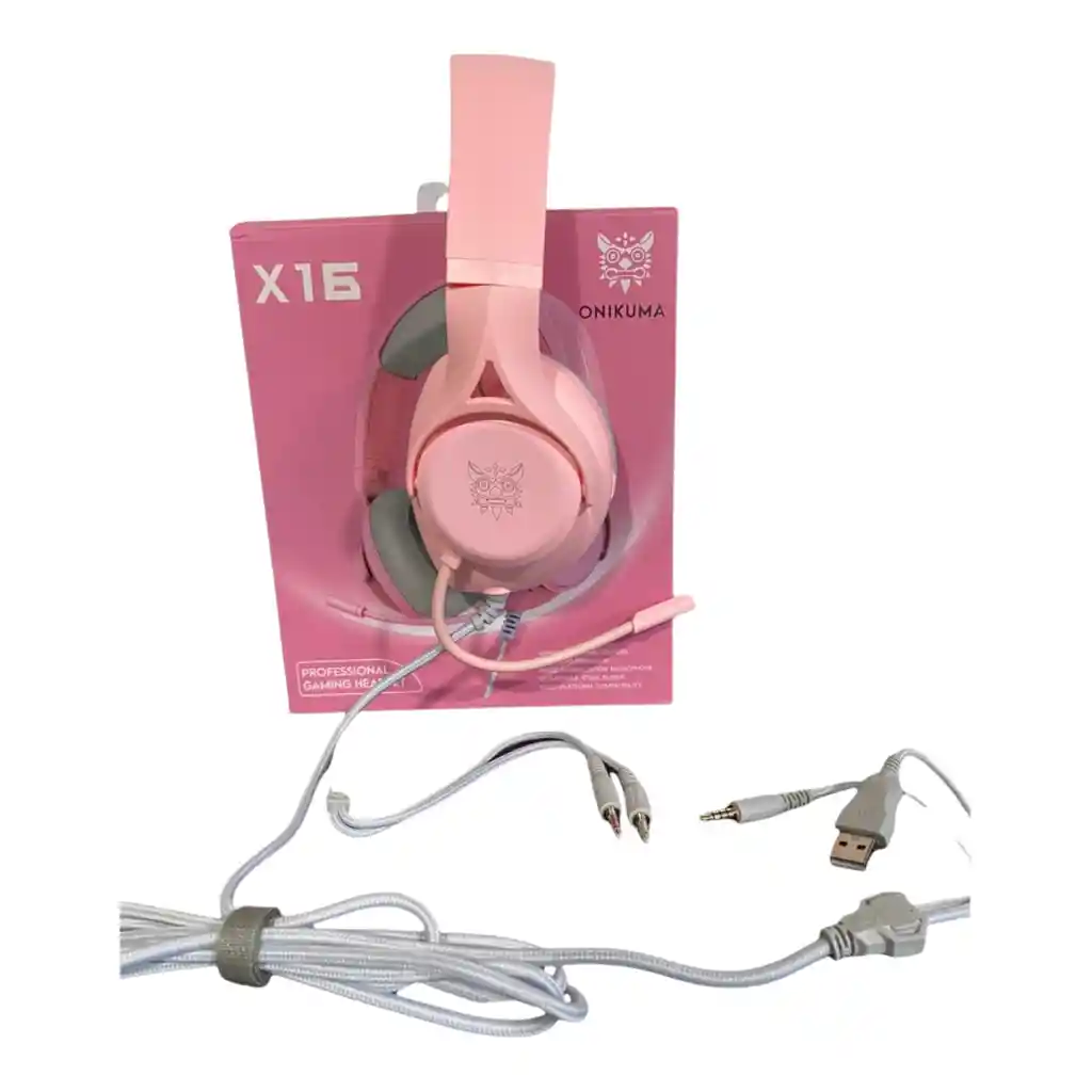 Audifonos Gamer X16 Rosa Con Luz Led + Base Onikuma