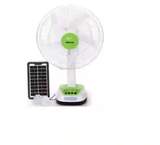 Ventilador Solar Recargable Panel 2 Bombillos Carga Celular Gd-7s12-s