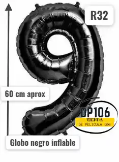 Globo Negro # 9 Tamaño 60 Cm R32 Cumpleaños