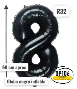 Globo Negro # 8 Tamaño 60 Cm R32 Cumpleaños