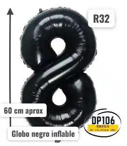 Globo Negro # 8 Tamaño 60 Cm R32 Cumpleaños