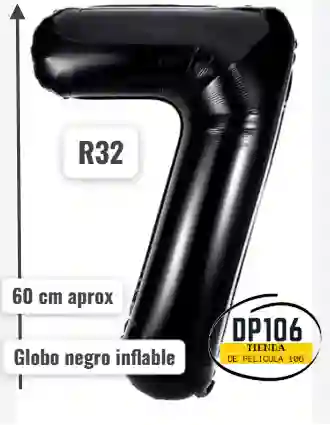 Globo Negro # 7 Tamaño 60 Cm R32 Cumpleaños
