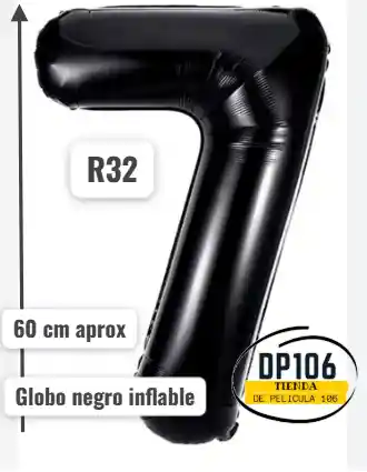 Globo Negro # 7 Tamaño 60 Cm R32 Cumpleaños