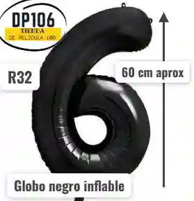 Globo Negro # 6 Tamaño 60 Cm R32 Cumpleaños