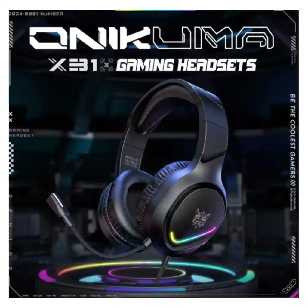 Diadema Auricular Gamer X31 Con Luz Rgb + Soporte Onikuma