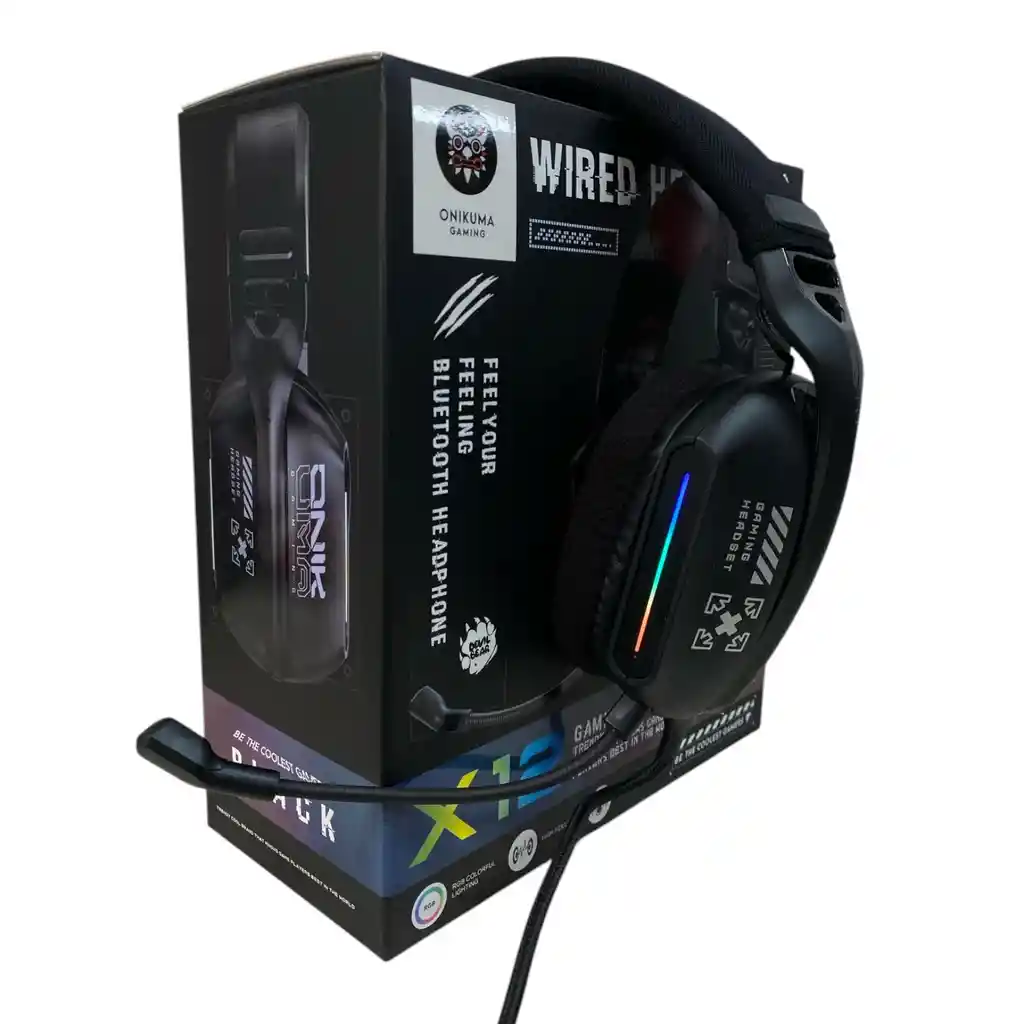 Diadema Auricular Gamer X12 Con Luz Rgb + Soporte Onikuma