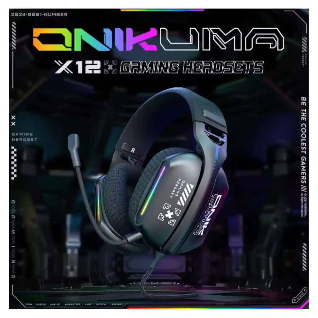 Diadema Auricular Gamer X12 Con Luz Rgb + Soporte Onikuma