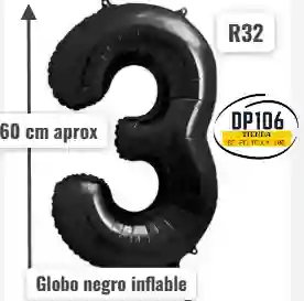 Globo Negro # 3 Tamaño 60 Cm R32 Cumpleaños
