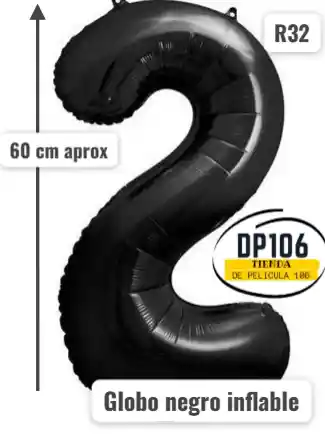 Globo Negro # 2 Tamaño 60 Cm R32 Cumpleaños