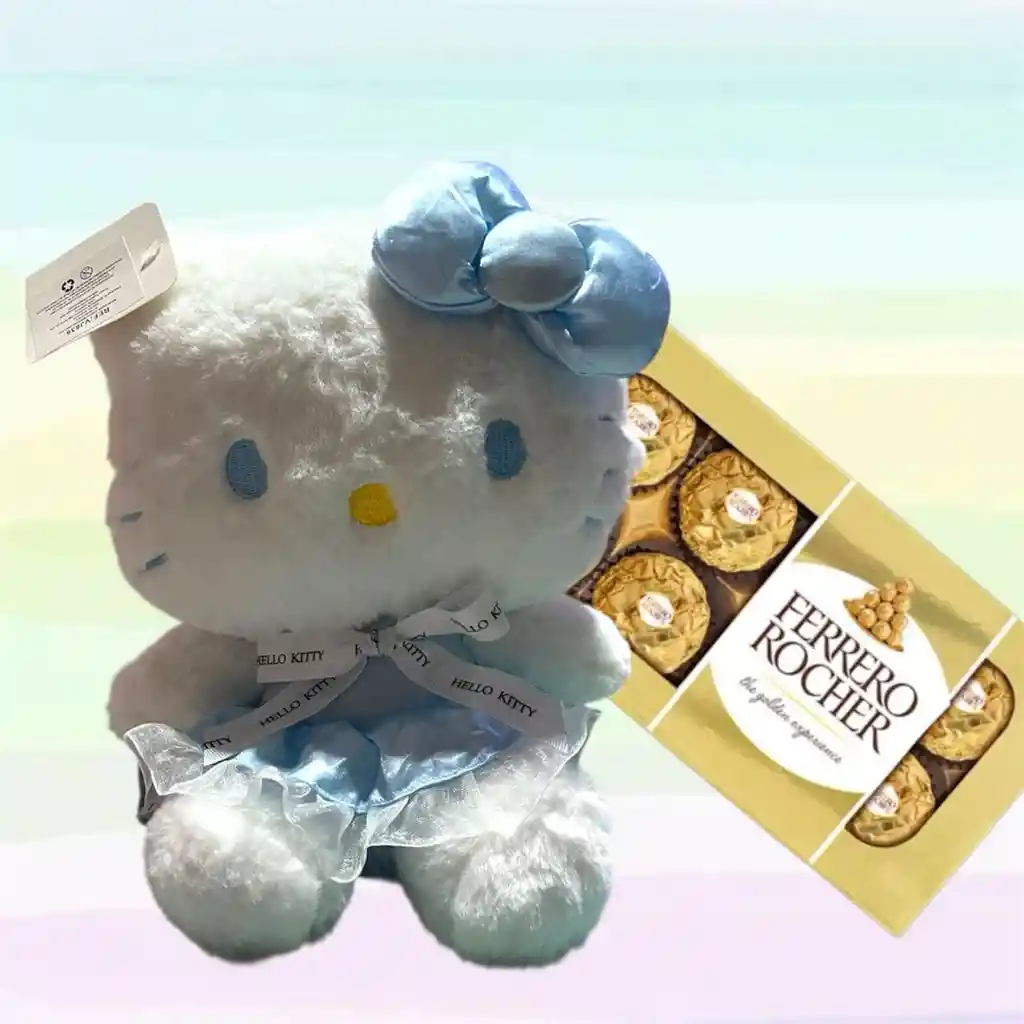 Peluche Hello Kitty Pequeña, Vestido Azul