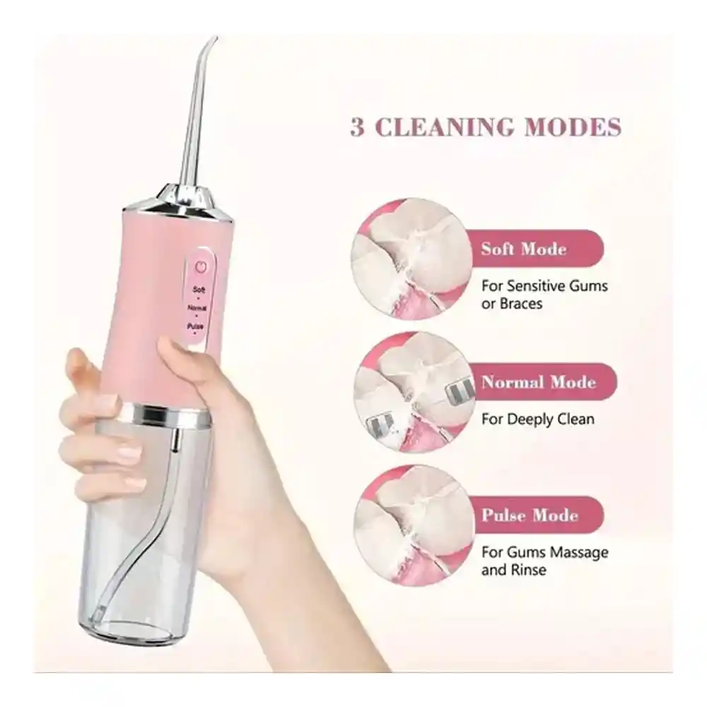 Irrigador Oral Dental Lavado Boca Dientes Recargable Usb Agua Rosa