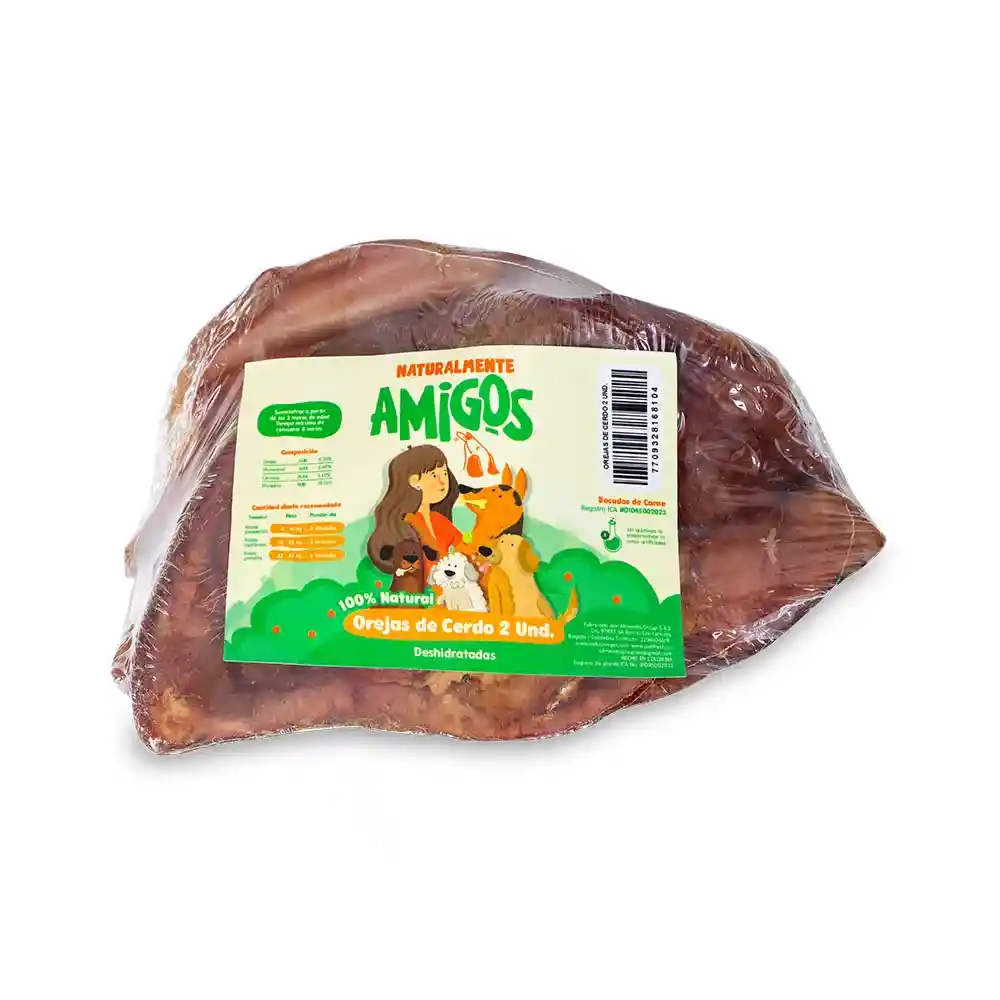 Amigos 2 Und De Orejas De Cerdo Natural Y Deshidratadas Para Perros