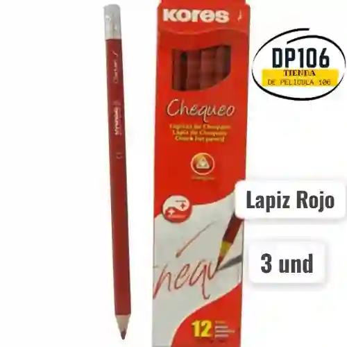 Lapiz Rojo Kores X 3 Und