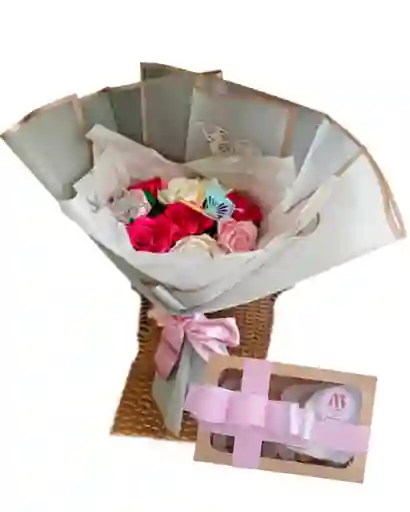 Ramo De Rosas Unicornio Eterno Con Chocolate
