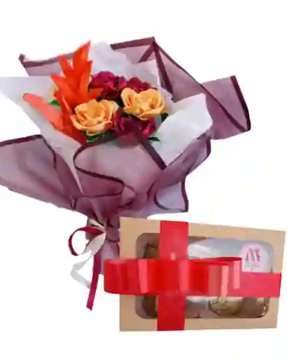 Ramo De Rosas Amatista Con Chocolates
