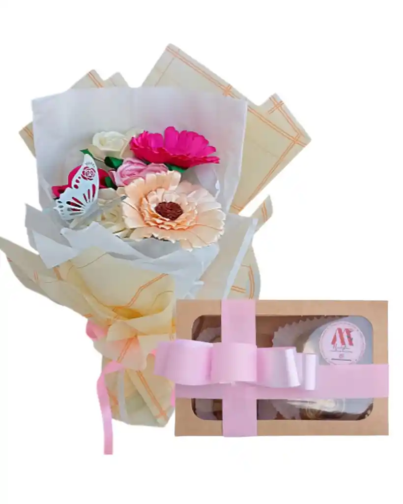 Ramo De Rosas Y Gerberas Con Chocolates