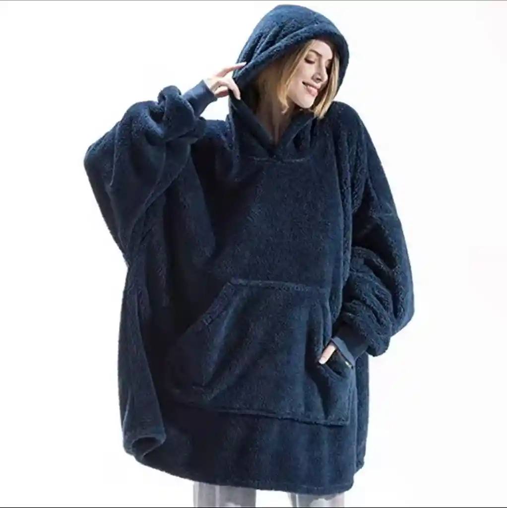 Capa Cobija Con Mangas Cobertor Azul Oscuro