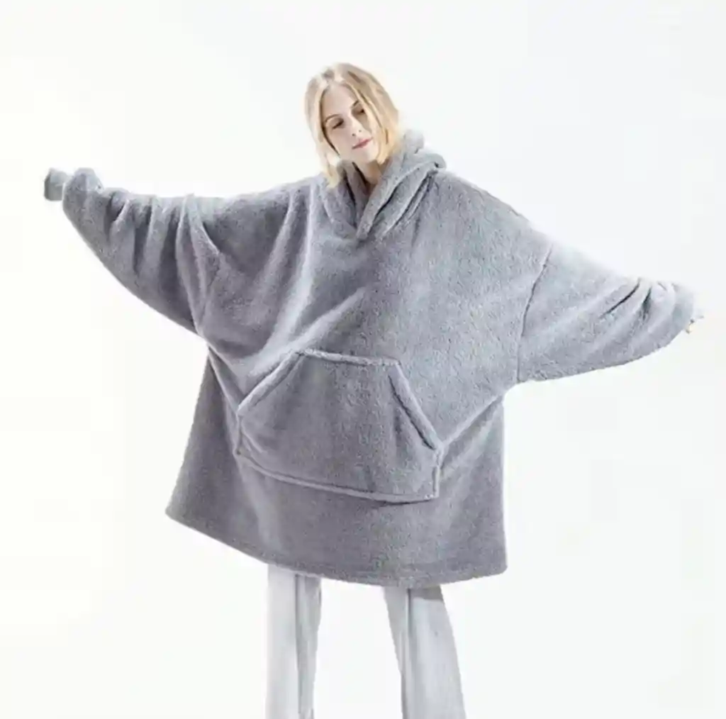 Capa Cobija Con Mangas Cobertor Gris