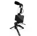 Kit Estabilizador Soporte Celular Luz Led Vlog Video Ay49 Color Negro