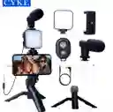 Kit Estabilizador Soporte Celular Luz Led Vlog Video Ay49 Color Negro