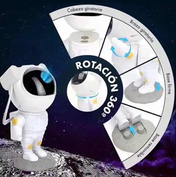 Astronauta Proyector De Luces Led Multicolor Galaxia Con Estrellas (grande)