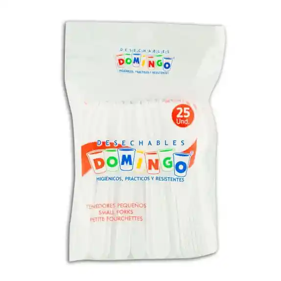 Tenedor Pequeño Blanco Domingo 25 Und