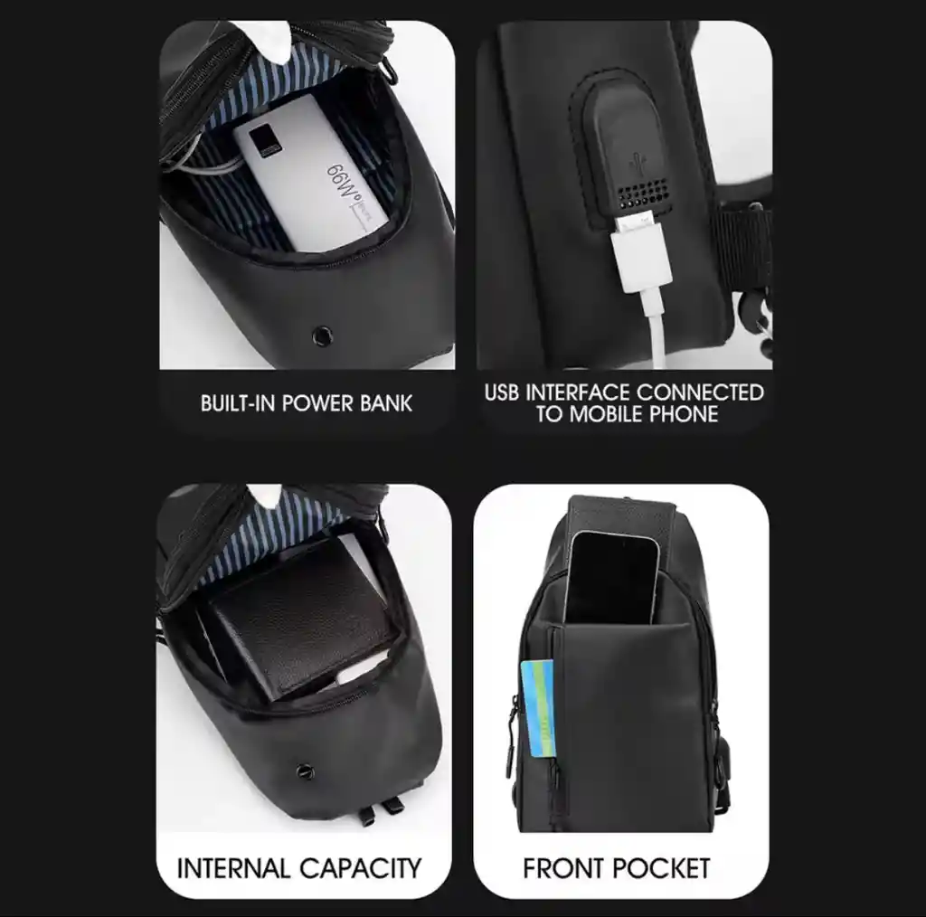 Bolso Bandolera Impermeable Antirrobo Con Usb Mochila